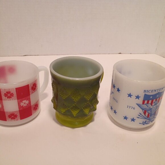 Trio (3) MCM Kitschy Coffee Cups--Fire King/Federal Glass/Glassbake - Picture 4 of 13